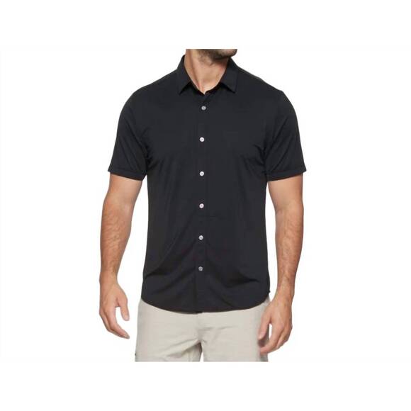 NEW FLAGS & ANTHEM fernley short sleeve commuter shirt in black